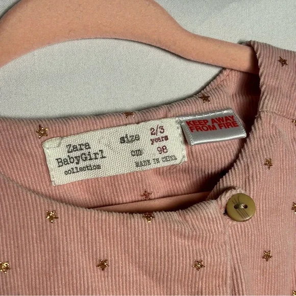 Zara Baby Girl Collections Pink Dress with Starts Long Sleeves Size 2 to 3 years - Picture 4 of 9